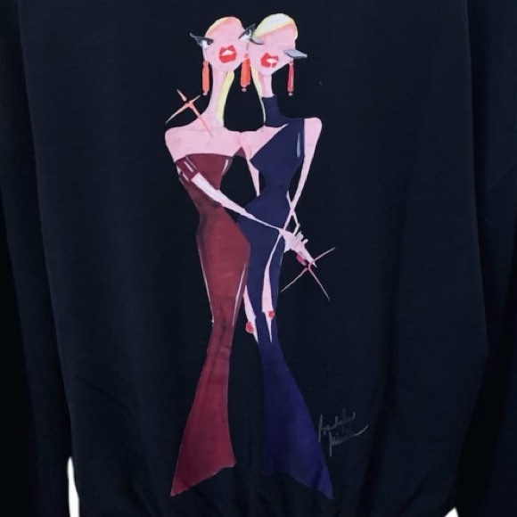 BADGLEY MISCHKA Black Avant Gard Zip Up Hoodie Size Large - Picture 4 of 11